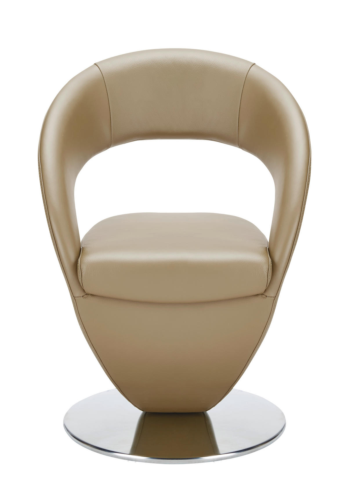 STUHL  in Echtleder pigmentiert  - Hellbraun/Edelstahlfarben, Design, Leder/Metall (62/86/61cm) - Moderano