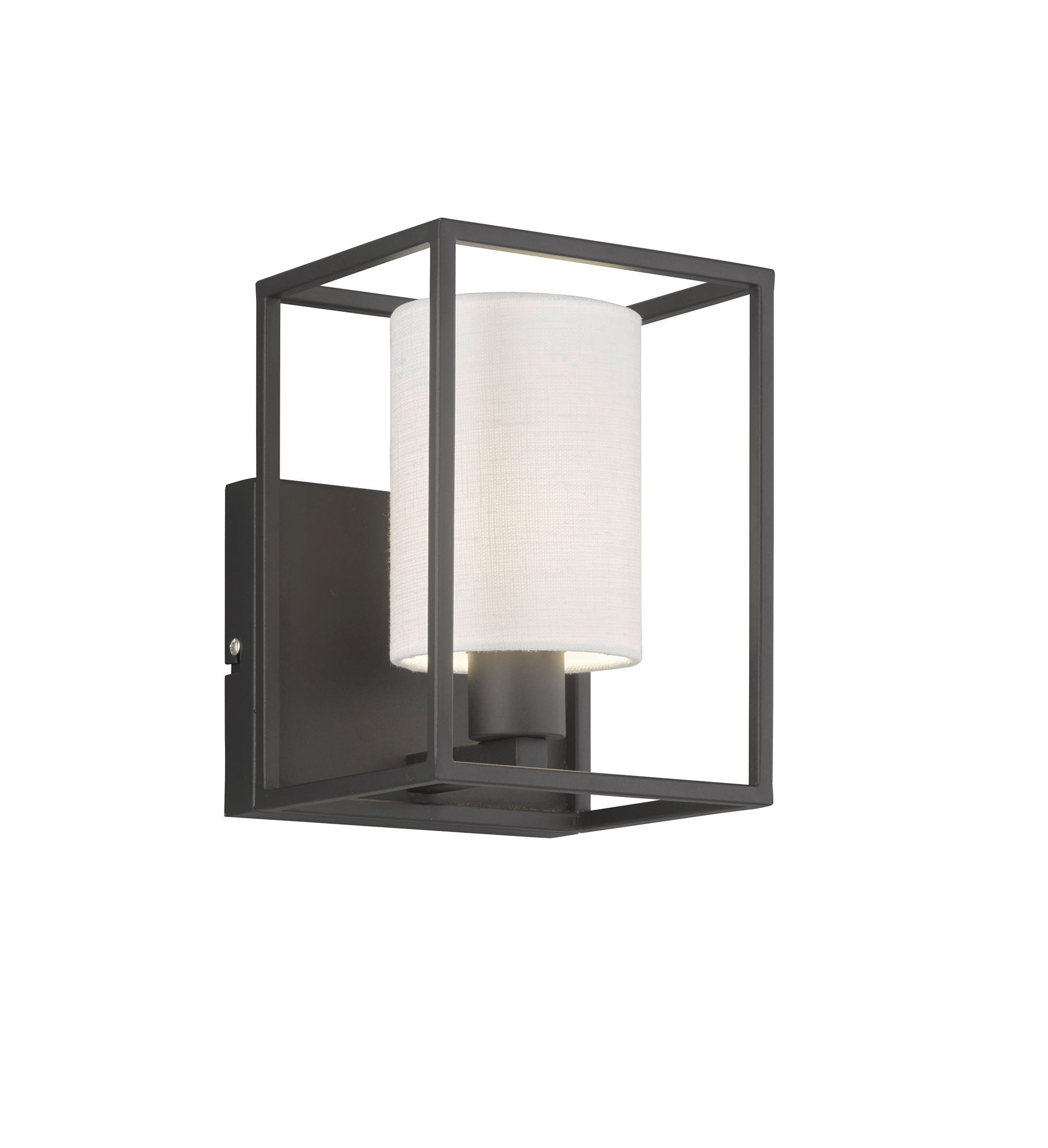 WANDLEUCHTE Gilli 22/14/16.5 cm   - Schwarz/Weiß, Design, Textil/Metall (22/14/16.5cm) - Fischer & Honsel