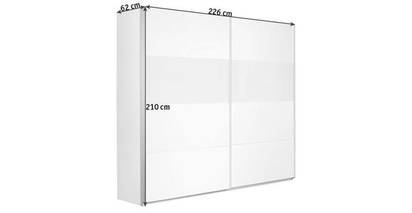 SCHWEBETÜRENSCHRANK 226/210/62 cm 2-türig  - Alufarben/Weiß, Basics, Glas/Holzwerkstoff (226/210/62cm) - Carryhome
