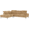 ECKSOFA Hellbraun Chenille Kopfteilverstellung, Sitztiefenverstellung  - Hellbraun/Schwarz, Design, Textil/Metall (243/307cm) - Xora