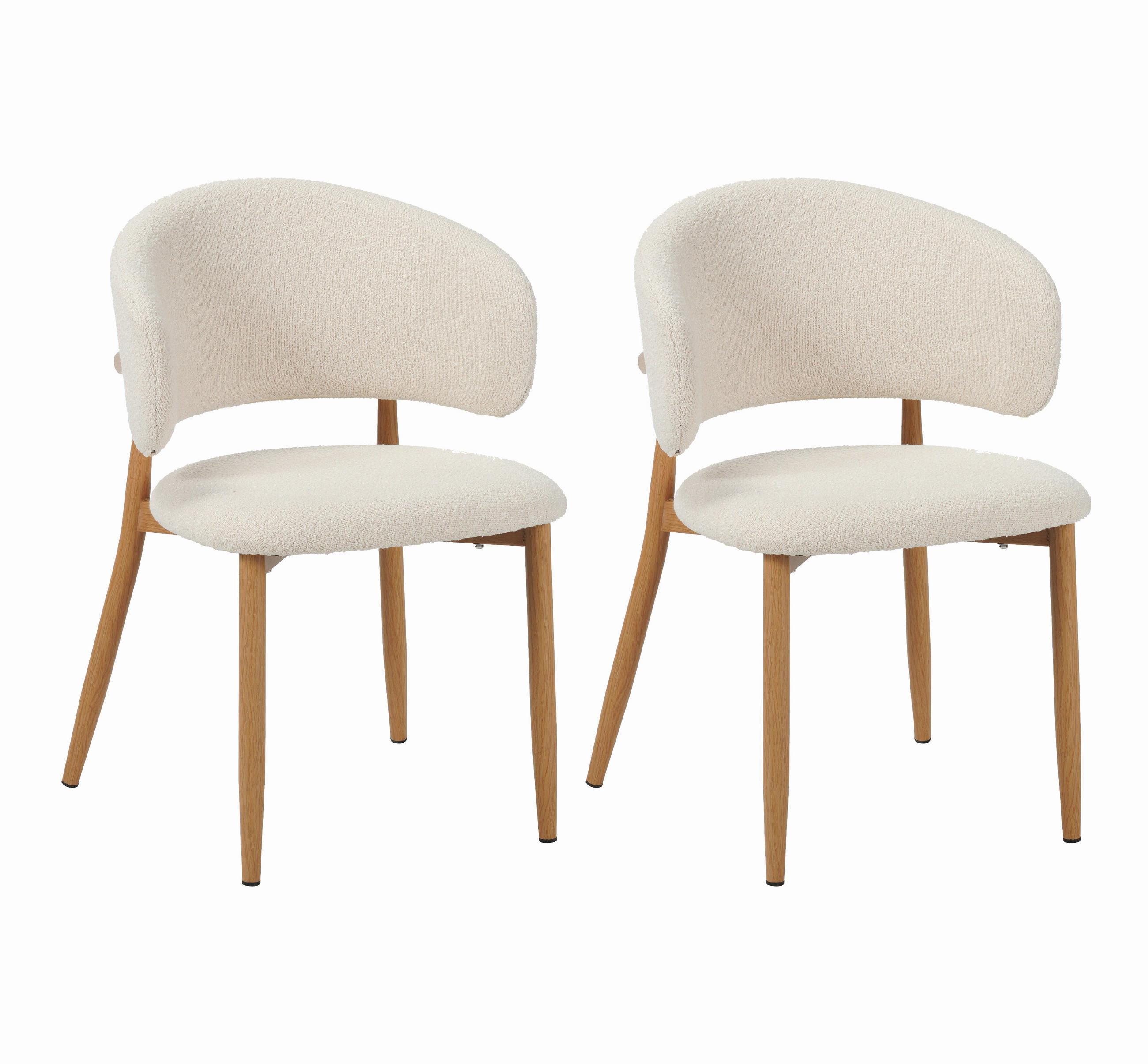 STUHL-SET 2 Stück  in Stahl Bouclé Metall, Textil  - Elfenbein, MODERN, Textil/Metall (54/79/54cm) - Livetastic