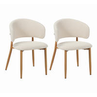 STUHL-SET 2 Stück  in Stahl Bouclé Metall, Textil  - Elfenbein, MODERN, Textil/Metall (54/79/54cm) - Livetastic