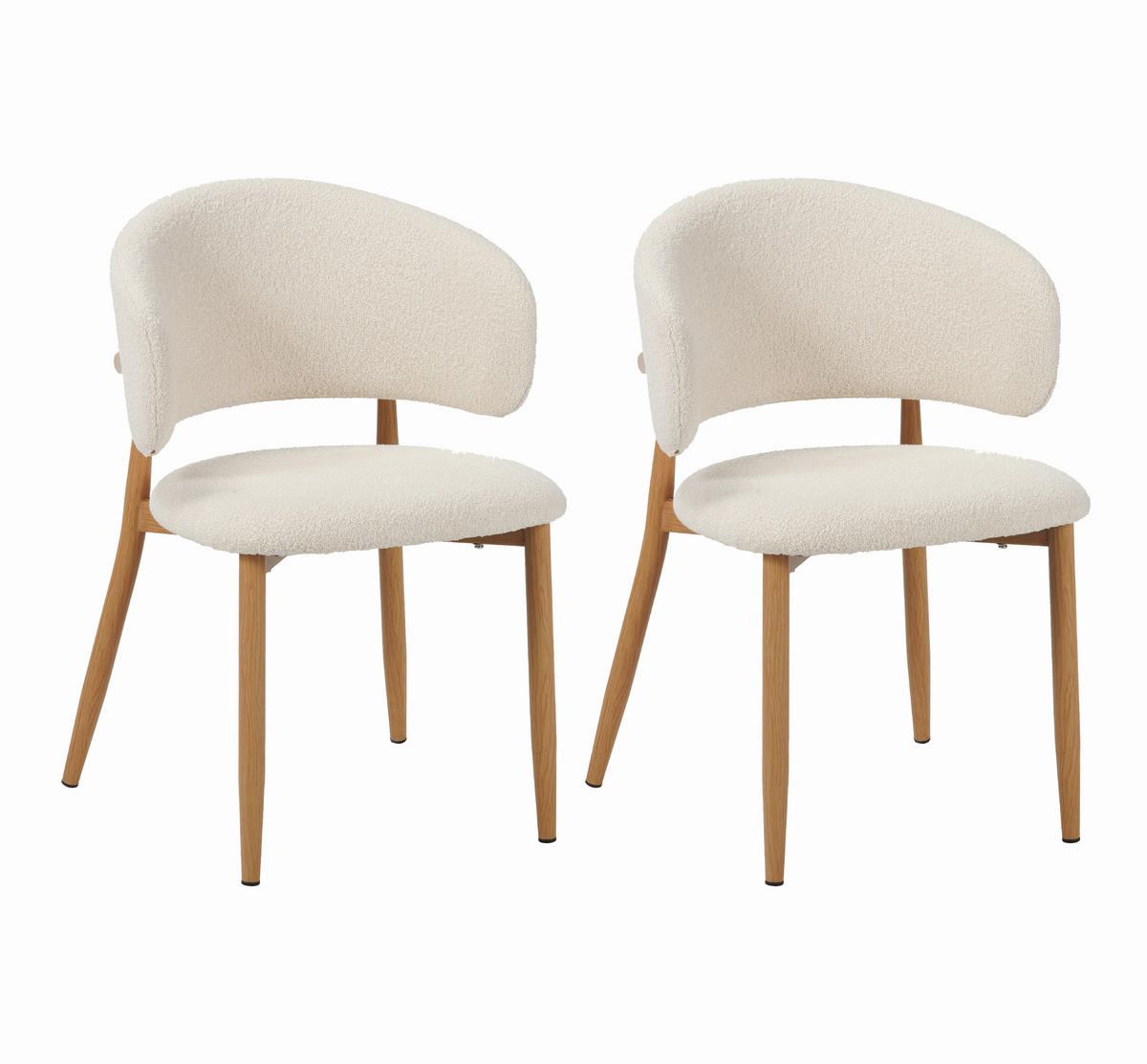 STUHL-SET 2 Stück  in Stahl Bouclé Metall, Textil  - Elfenbein, MODERN, Textil/Metall (54/79/54cm) - Livetastic