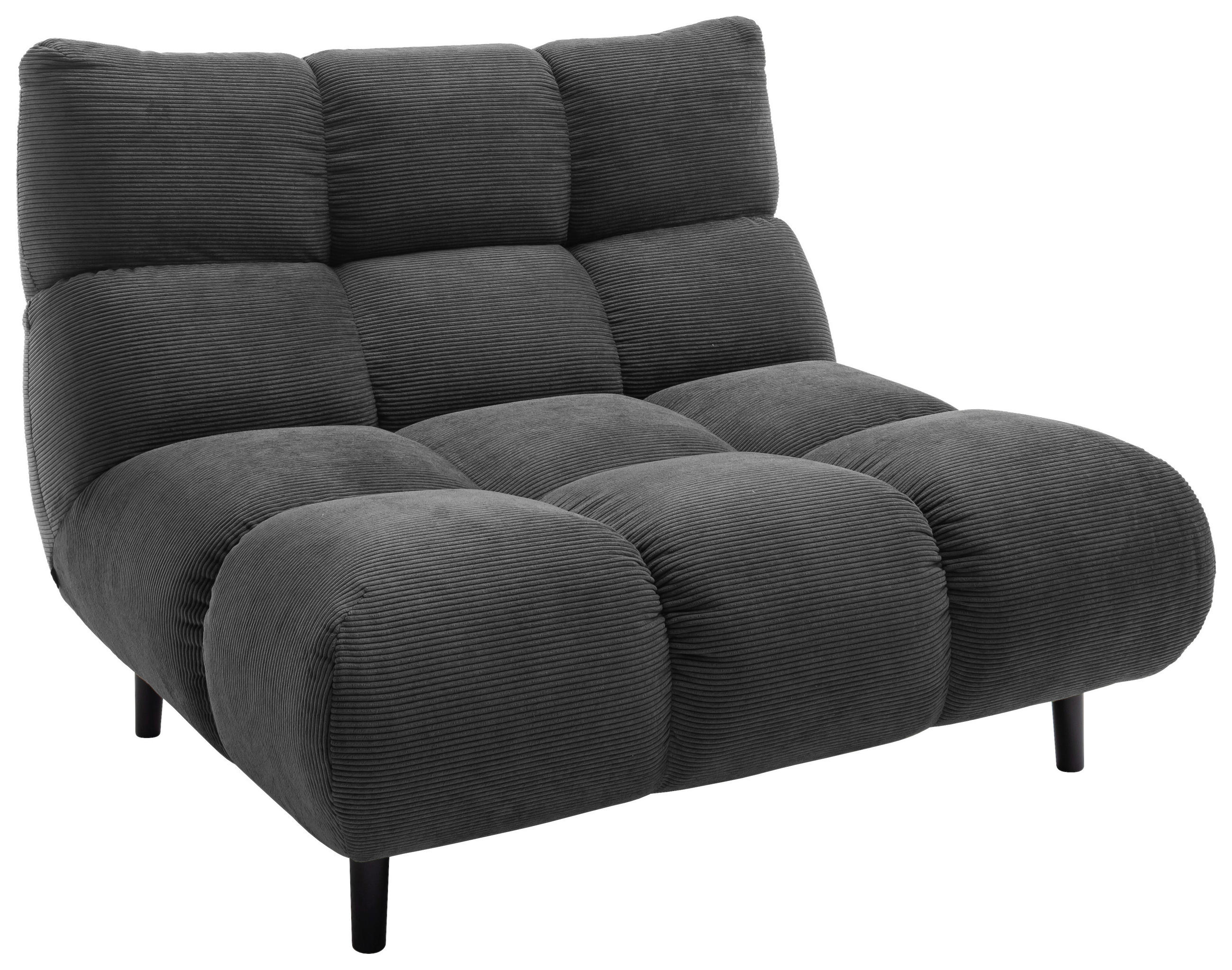 SESSEL in Feincord Anthrazit  - Anthrazit/Schwarz, Design, Holz/Textil (112/85/108cm) - Pure Home Lifestyle