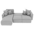 ECKSOFA Grau Cord  inkl. Zierkissen, Rückenkissen, Bettkasten, Schlaffunktion, Rücken echt, Liegefläche im Originalstoff  - Chromfarben/Grau, KONVENTIONELL, Kunststoff/Textil (195/293cm) - Carryhome