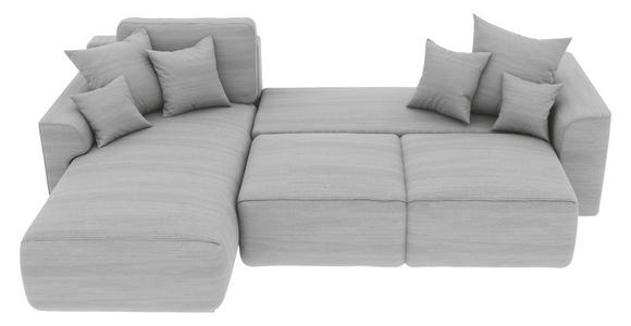 ECKSOFA Grau Cord  inkl. Zierkissen, Rückenkissen, Bettkasten, Schlaffunktion, Rücken echt, Liegefläche im Originalstoff  - Chromfarben/Grau, KONVENTIONELL, Kunststoff/Textil (195/293cm) - Carryhome