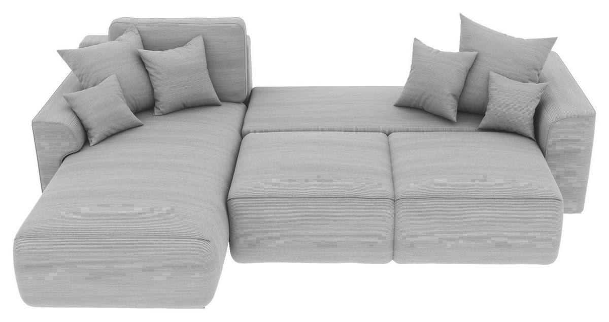 ECKSOFA in Cord Grau  - Chromfarben/Grau, Konventionell, Kunststoff/Textil (195/293cm) - MID.YOU