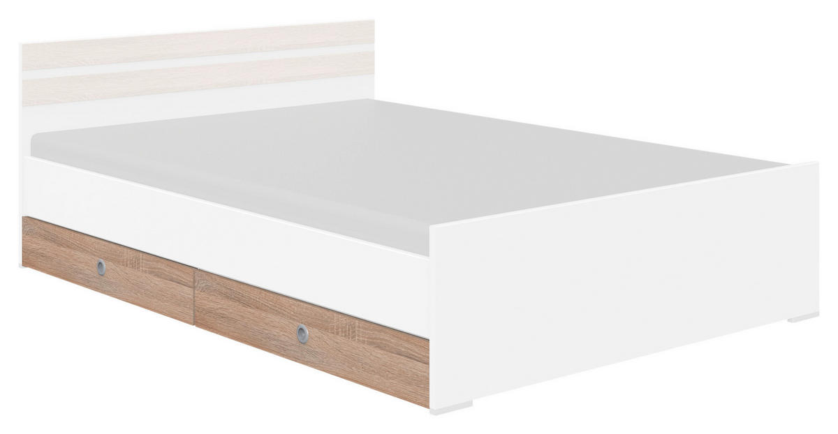 BETTKASTENSET  in Weiss, Eichefarben  - Weiss/Eichefarben, Konventionell, Holzwerkstoff (100/16/60cm) - Carryhome