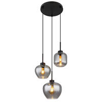 HÄNGLAMPA 38/120 cm  - svart, Design, metall/glas (38/120cm) - Globo