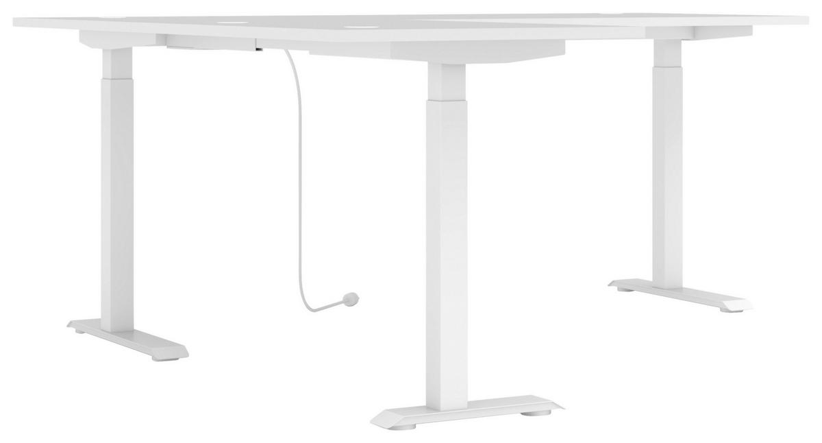 ECKSCHREIBTISCH 185/177/72-120 cm Weiß höhenverstellbar, Kabeldurchlass, seitenverkehrt montierbar, Memoryschalter  - Weiß, KONVENTIONELL, Holzwerkstoff/Metall (185/177/72-120cm) - Voleo
