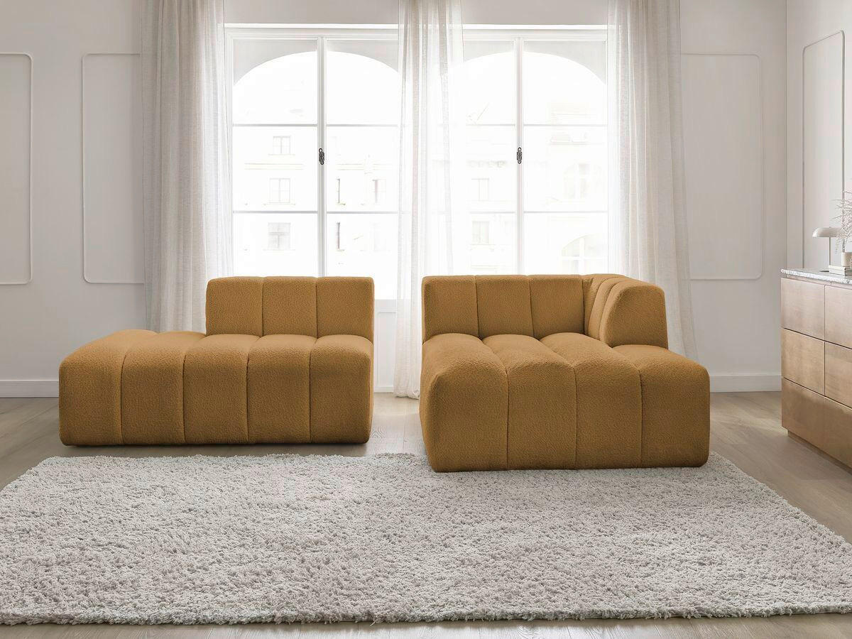 ECKSOFA  ANNECY Gelb Bouclé  - Gelb/Schwarz, MODERN, Kunststoff/Textil (262/170cm)