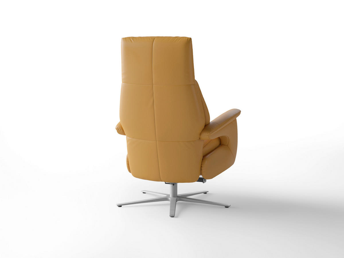 RELAXAČNÍ KŘESLO, kůže, curry žlutá - barvy stříbra/curry žlutá, Basics, kov/kůže (75/110/85cm) - Sit & More
