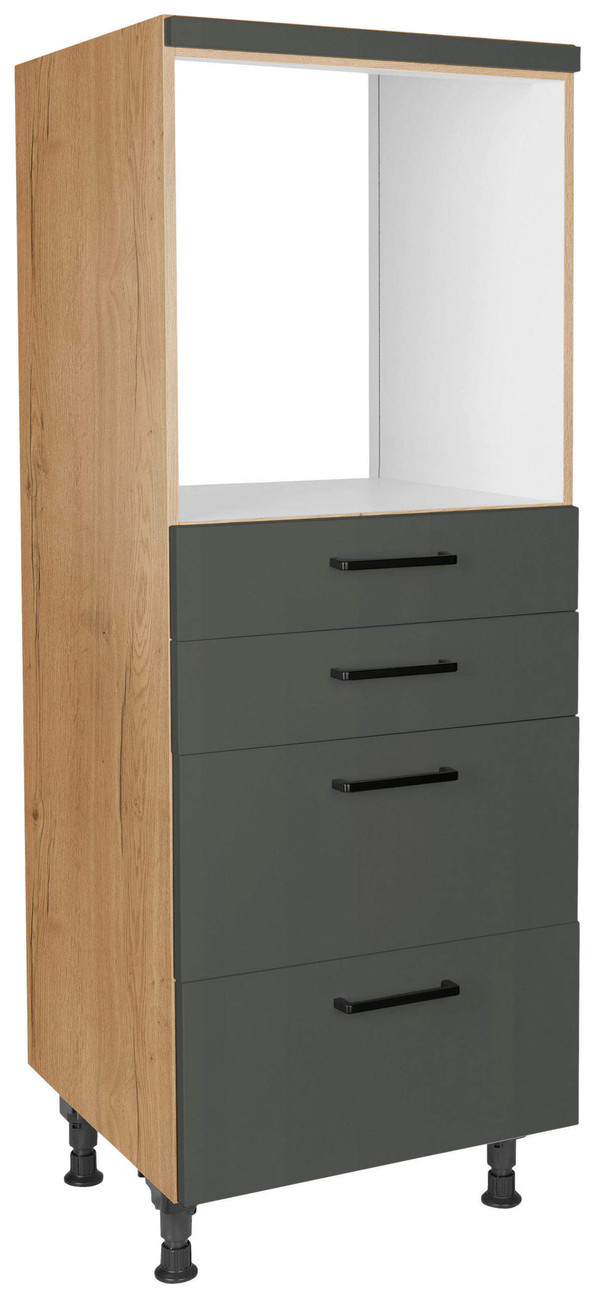 Nobilia Geräteumbauschrank Easytouch Grün, Eiche 60x168x58 cm