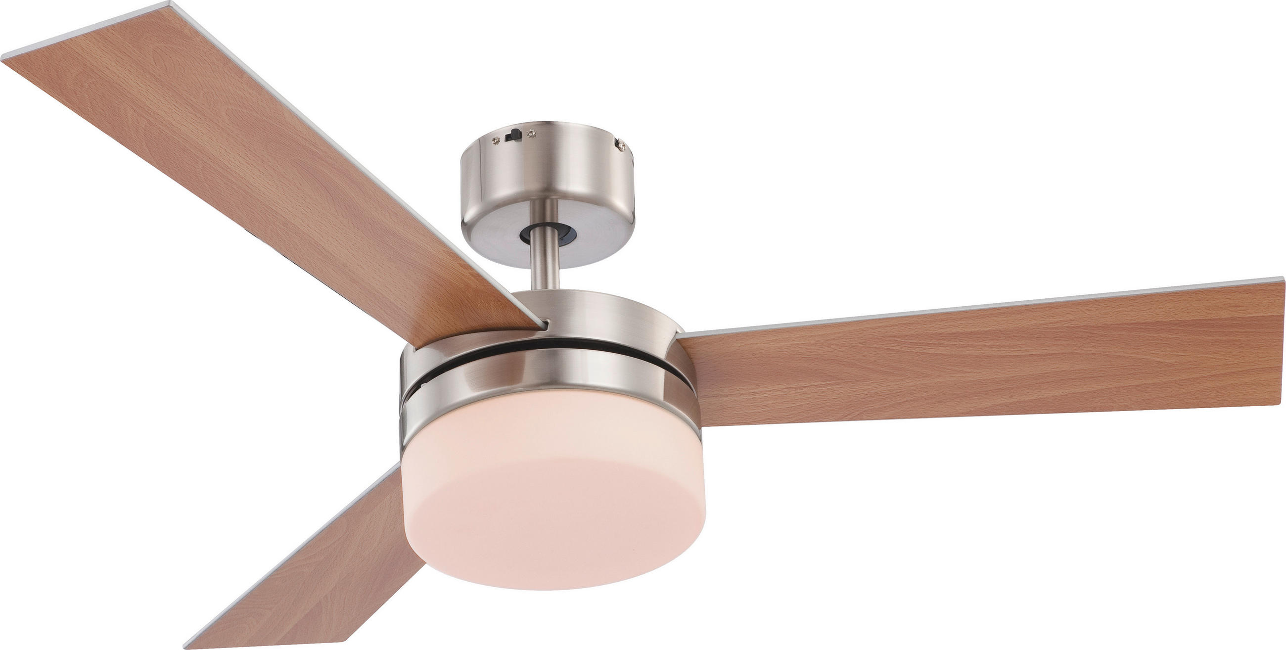 DECKENVENTILATOR Andreas 105/30,5 cm  - Silberfarben/Braun, KONVENTIONELL, Glas/Holz (105/30,5cm)