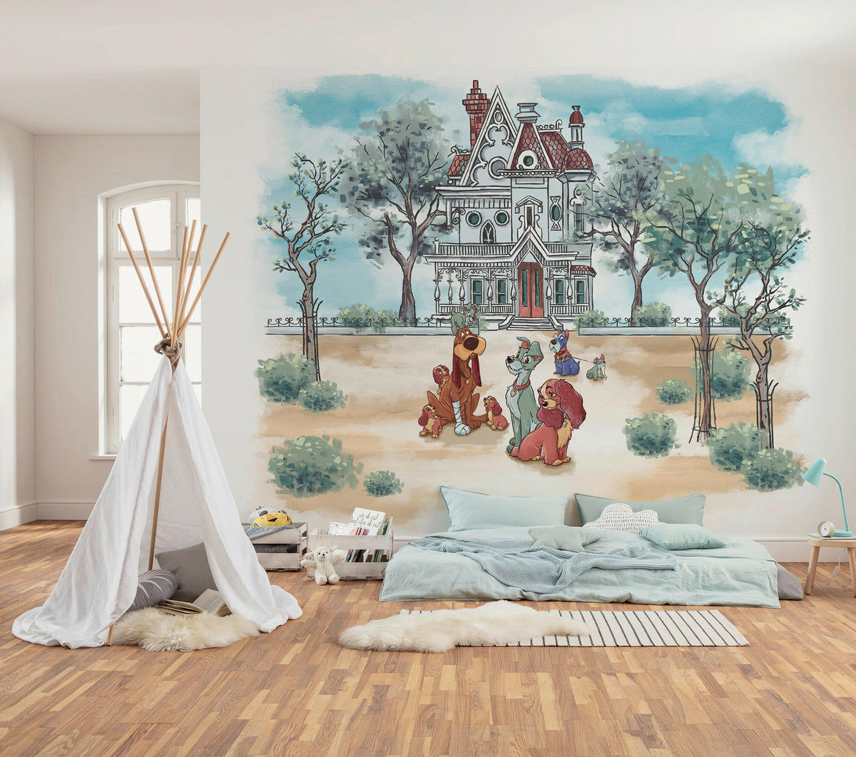 FOTOTAPETE LADY AND THE TRAMP  - Naturfarben, Design, Textil (300/250cm) - Disney