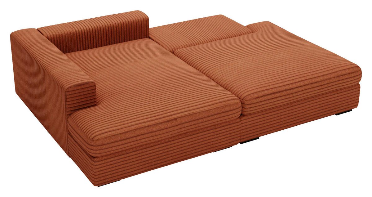 ECKSOFA in Cord Bronzefarben  - Schwarz/Bronzefarben, Design, Kunststoff/Textil (158/223cm) - Lomoco