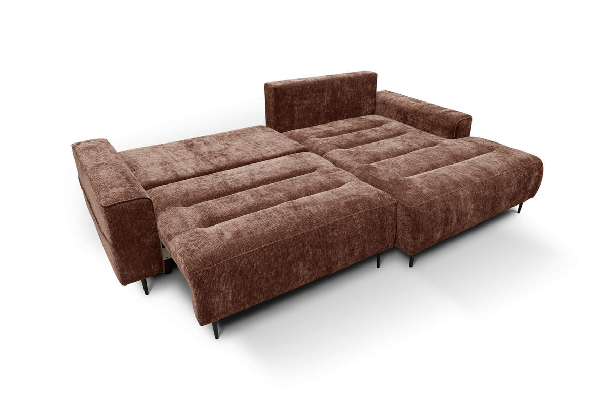 ECKSOFA PABLO Kupferfarben Struktur Rückenkissen, Bettkasten  - Schwarz/Kupferfarben, Design, Holz/Textil (260/160cm) - MID.YOU