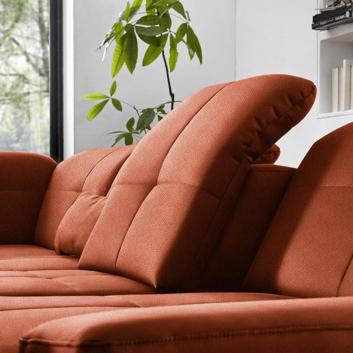 ECKSOFA  in Flachgewebe Terracotta  195/309 cm  - Chromfarben/Terracotta, Design, Textil (195/309cm) - Beldomo Style