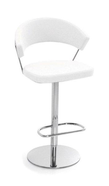 BARHOCKER in Metall, Leder Weiß, Chromfarben  - Chromfarben/Weiß, Design, Leder/Metall (57/97-110/53cm) - Connubia 
