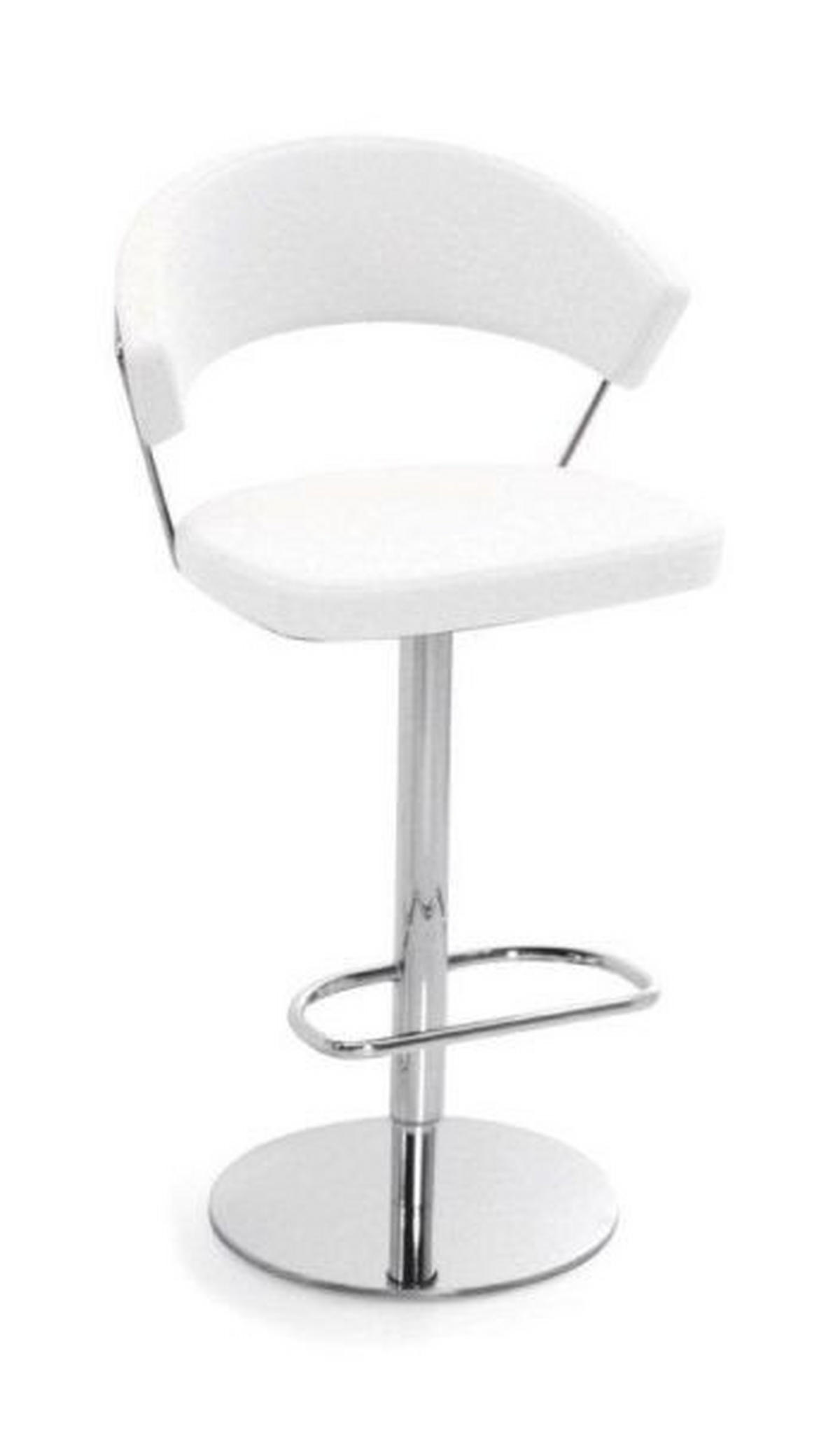 BARHOCKER in Metall, Leder Weiß, Chromfarben  - Chromfarben/Weiß, Design, Leder/Metall (57/97-110/53cm) - Connubia 