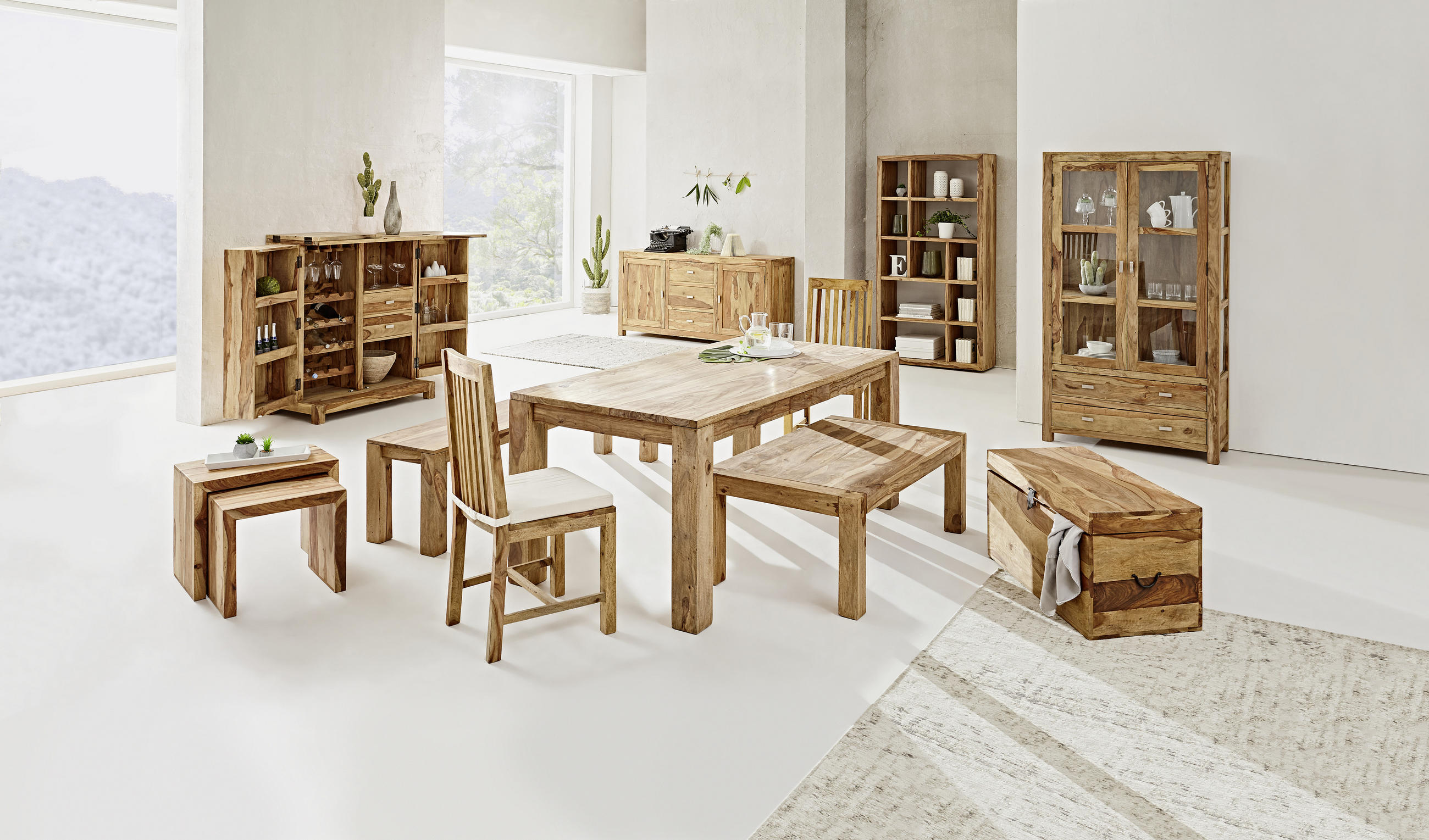 ESSTISCH Sheesham massiv rechteckig Naturfarben - Naturfarben, LIFESTYLE, Holz (180/90/77cm) - Landscape