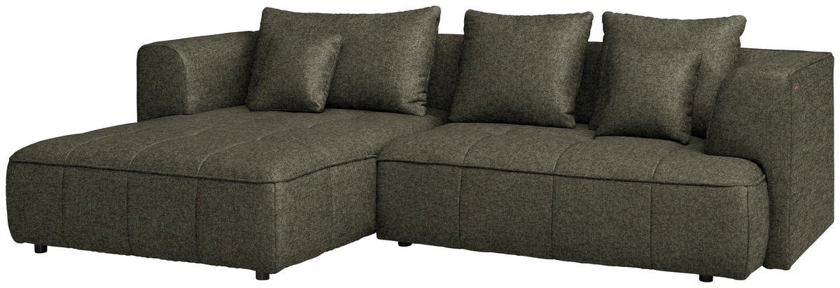 ECKSOFA Webstoff Olivgrün  - Schwarz/Olivgrün, Design, Kunststoff/Textil (188/288cm) - Welnova