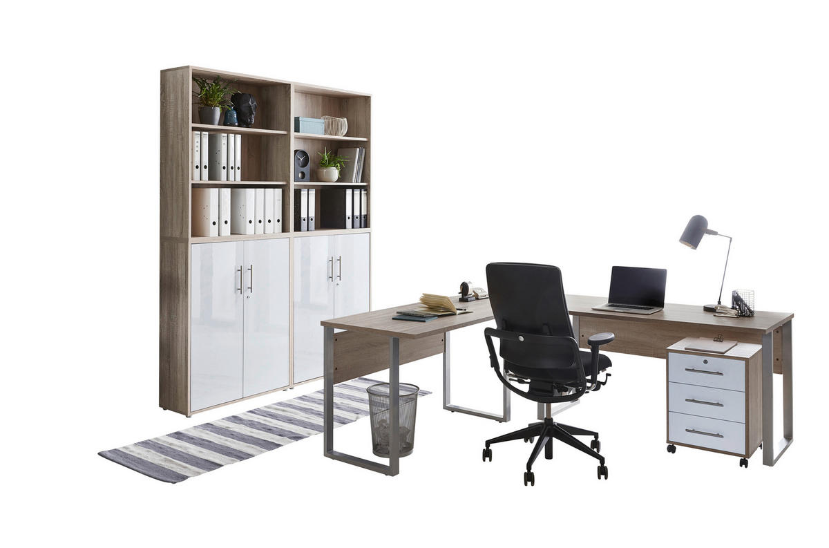 BÜRO - Weiß/Sonoma Eiche, MODERN, Holzwerkstoff/Metall - MID.YOU