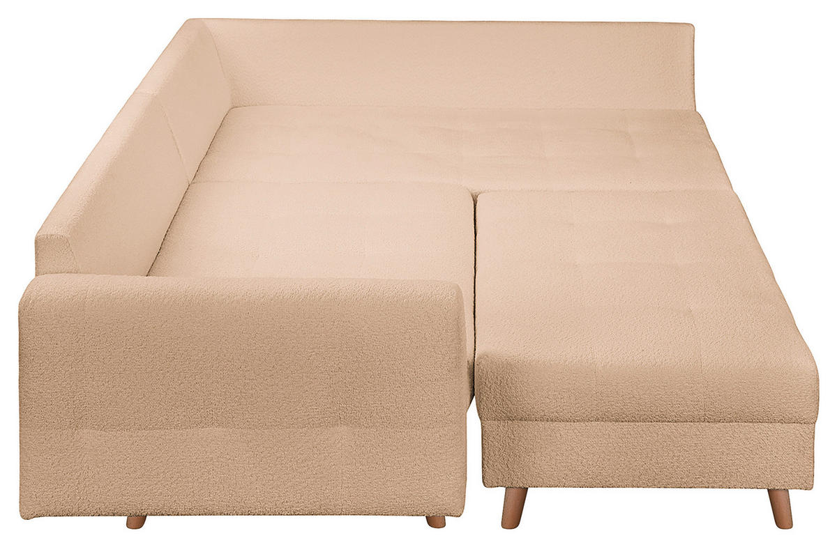 ECKSOFA inkl. Hocker Ariella Beige Bouclé  - Beige/Naturfarben, Design, Holz/Textil (231/161cm) - Livetastic