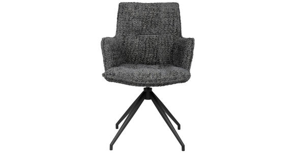 ARMLEHNSTUHL in Eisen Chenille - Schwarz/Dunkelblau, Design, Textil/Metall (59/89,5/63cm) - Novel