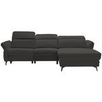 ECKSOFA in Echtleder Dunkelgrau  - Dunkelgrau/Schwarz, Natur, Leder/Metall (285/199cm) - Valnatura