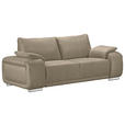 2-SITZER-SOFA Lederlook Beige  - Chromfarben/Beige, KONVENTIONELL, Textil/Metall (212/85/95cm) - Carryhome
