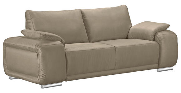 2-SITZER-SOFA Lederlook Beige - Chromfarben/Beige, KONVENTIONELL, Textil/Metall (212/85/95cm) - Carryhome