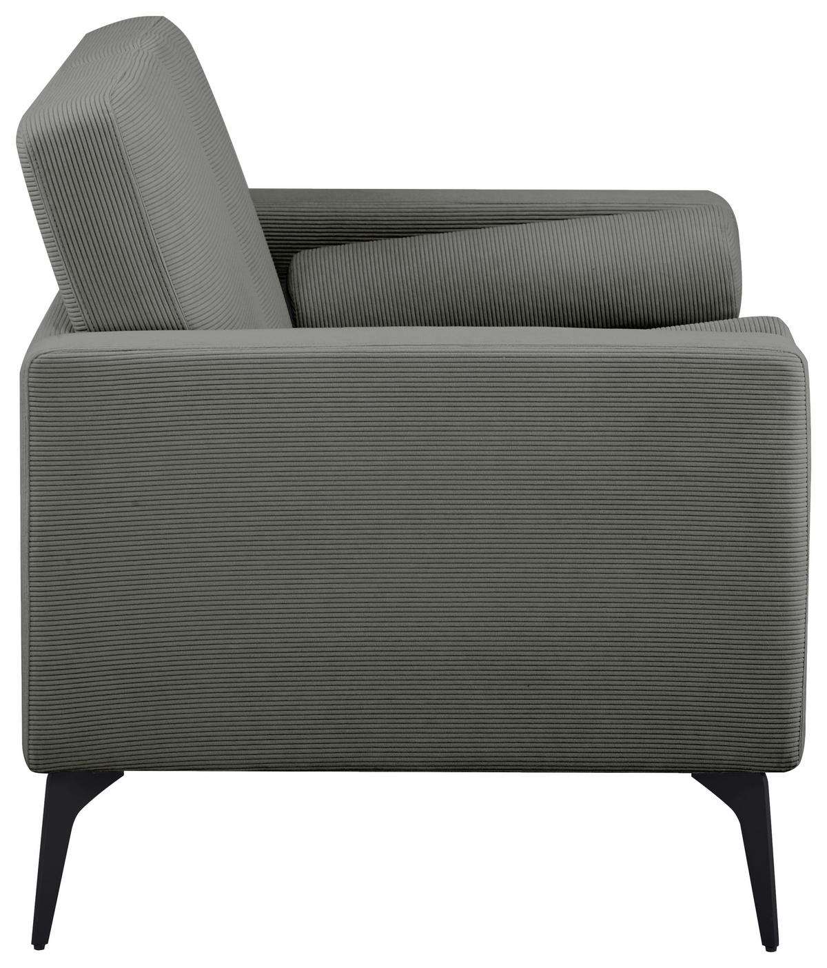 2-SITZER-SOFA Feincord Grau  - Schwarz/Grau, MODERN, Textil/Metall (142/82/76cm) - MID.YOU