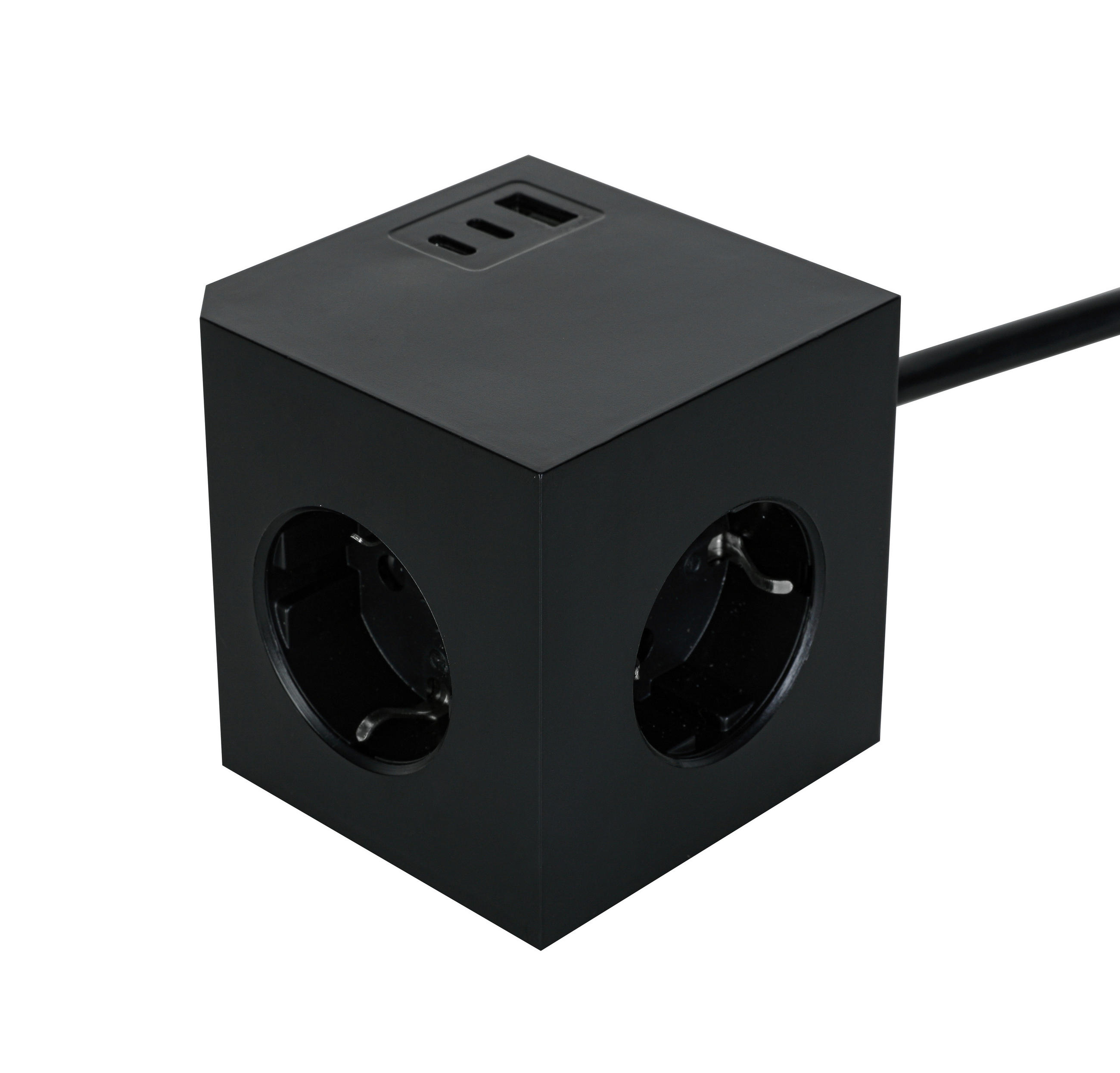 PRODLUŽOVAČKA KABEL KOSTKA   - černá, Basics, plast (7,5/7,5/7,5cm) - Mican