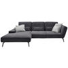 ECKSOFA Dunkelgrau Cord  - Dunkelgrau/Schwarz, KONVENTIONELL, Textil/Metall (205/304cm) - SetOne by Musterring