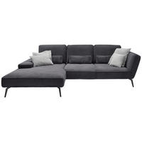 ECKSOFA Dunkelgrau Cord  - Dunkelgrau/Schwarz, KONVENTIONELL, Textil/Metall (205/304cm) - SetOne by Musterring