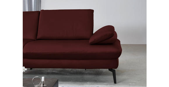 ECKSOFA in Echtleder Beere 157/325 cm - Beere/Schwarz, Design, Leder/Metall (157/325cm) - Dieter Knoll