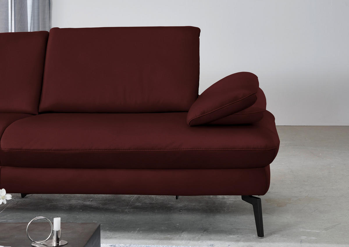 ECKSOFA in Echtleder Beere  - Beere/Schwarz, Design, Leder/Metall (157/325cm) - Dieter Knoll
