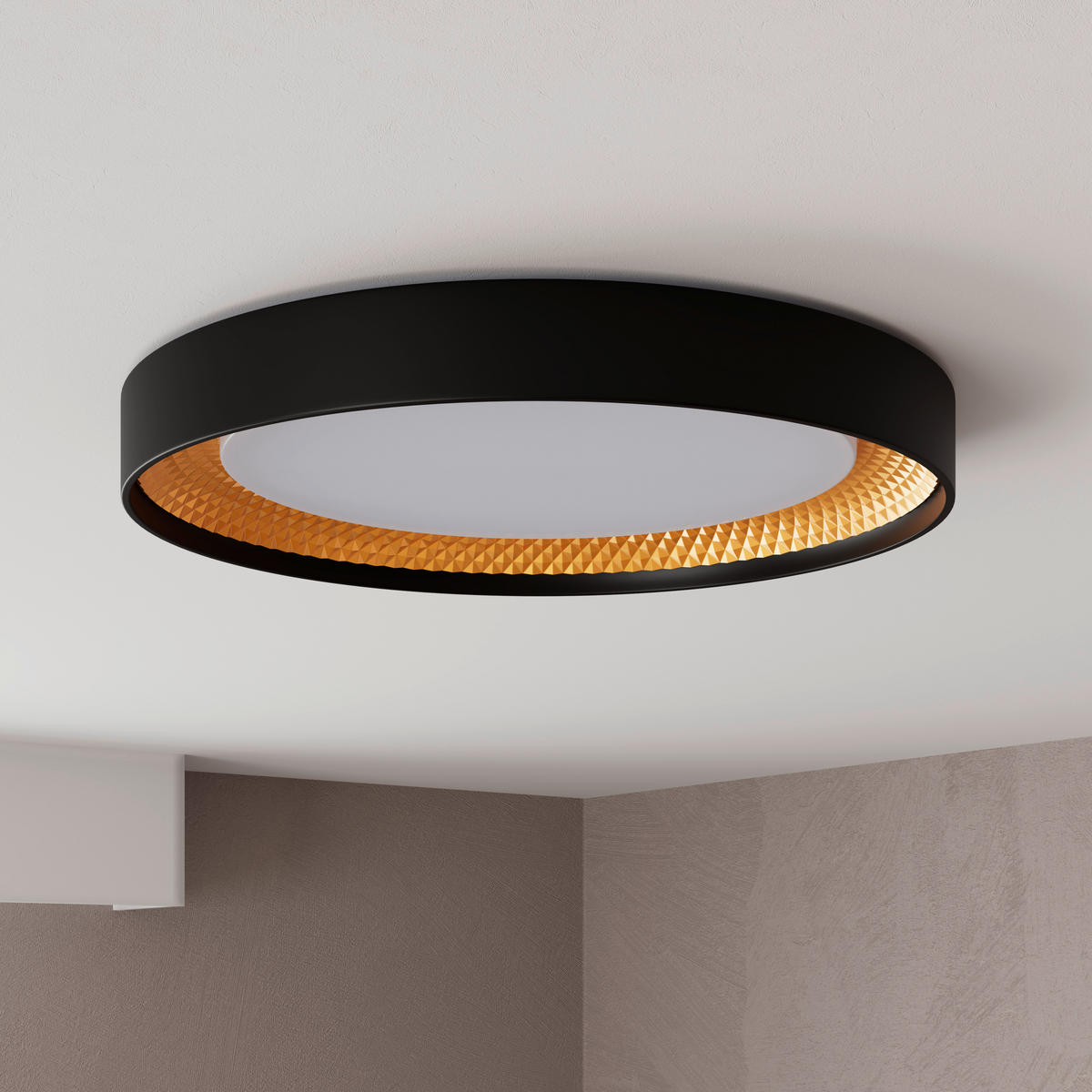 LED-TAKLAMPA 45 W 48,5/8 cm  - vit/champagne, Design, plast (48,5/8cm) - Novel