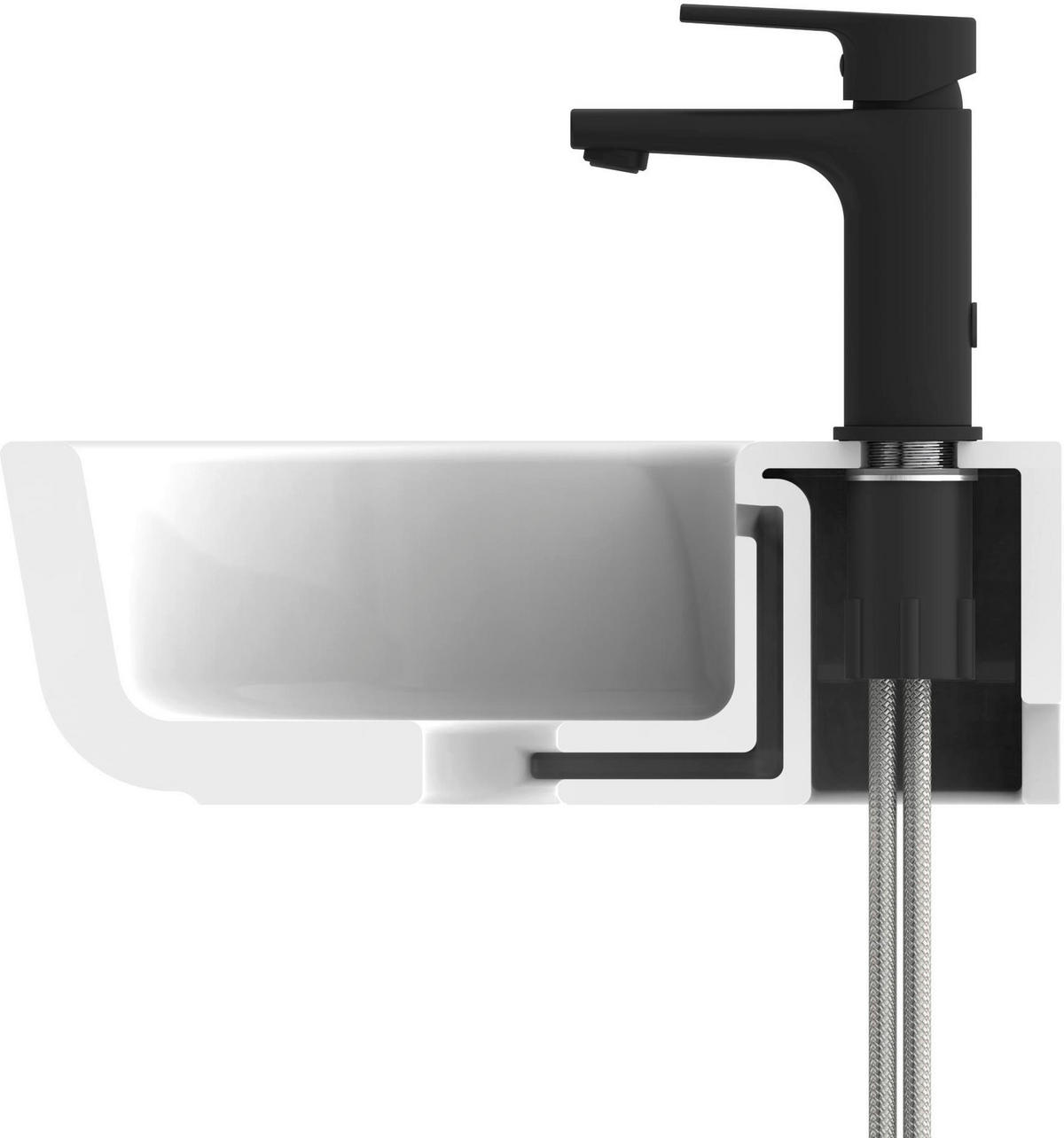 WASCHTISCHARMATUR 5,5/16,0/15,5 cm  - Schwarz, Basics, Metall (5,5/16,0/15,5cm)