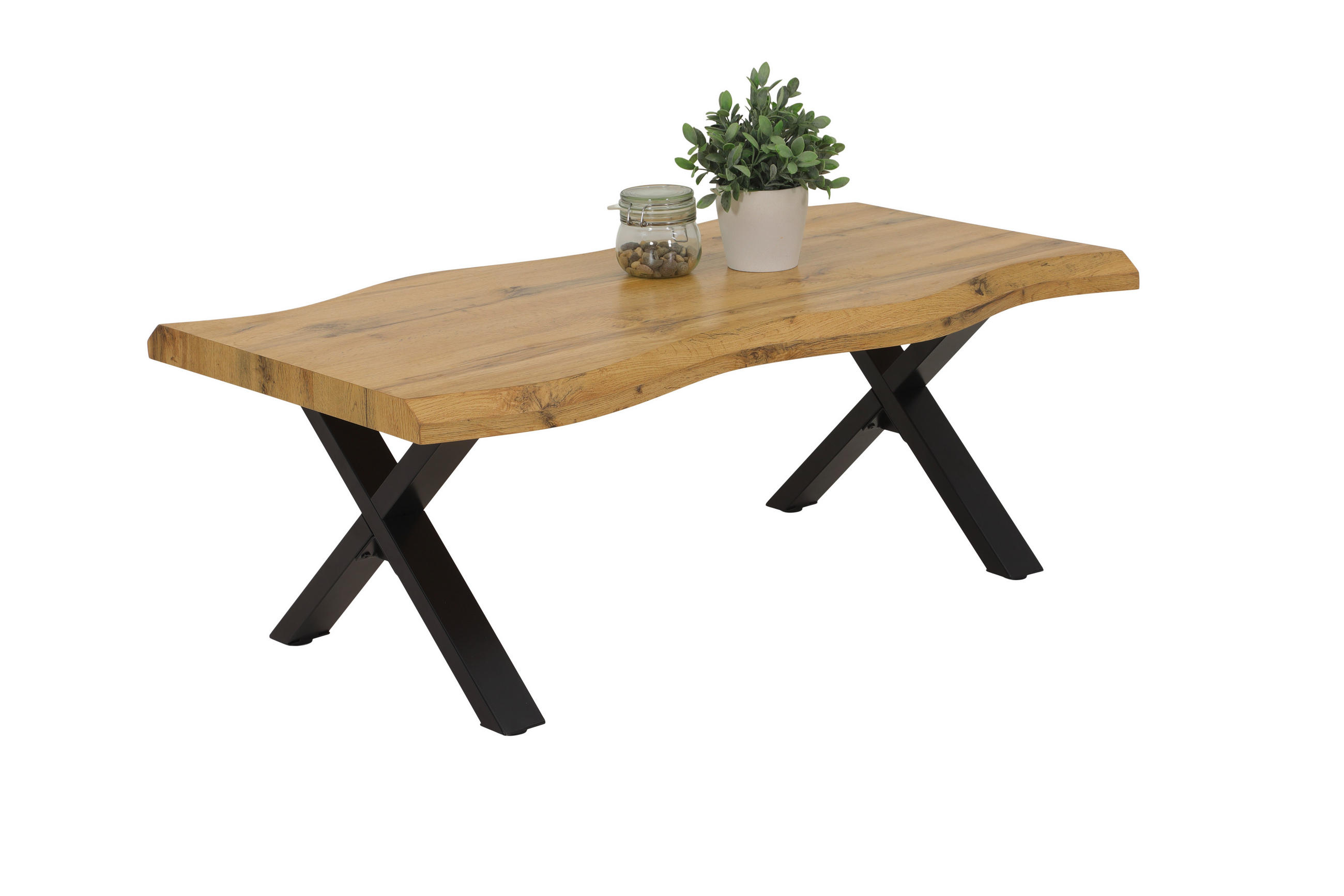 COUCHTISCH 110/60/42 cm rechteckig Schwarz, Wildeiche  - Wildeiche/Schwarz, Basics, Holzwerkstoff/Metall (110/60/42cm) - Boxxx