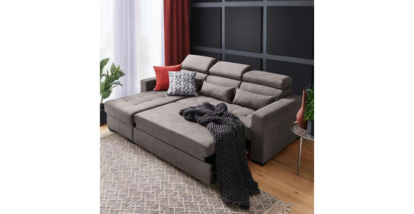 ECKSOFA in Webstoff Graubraun  - Graubraun/Schwarz, Design, Kunststoff/Textil (179/240cm) - Carryhome