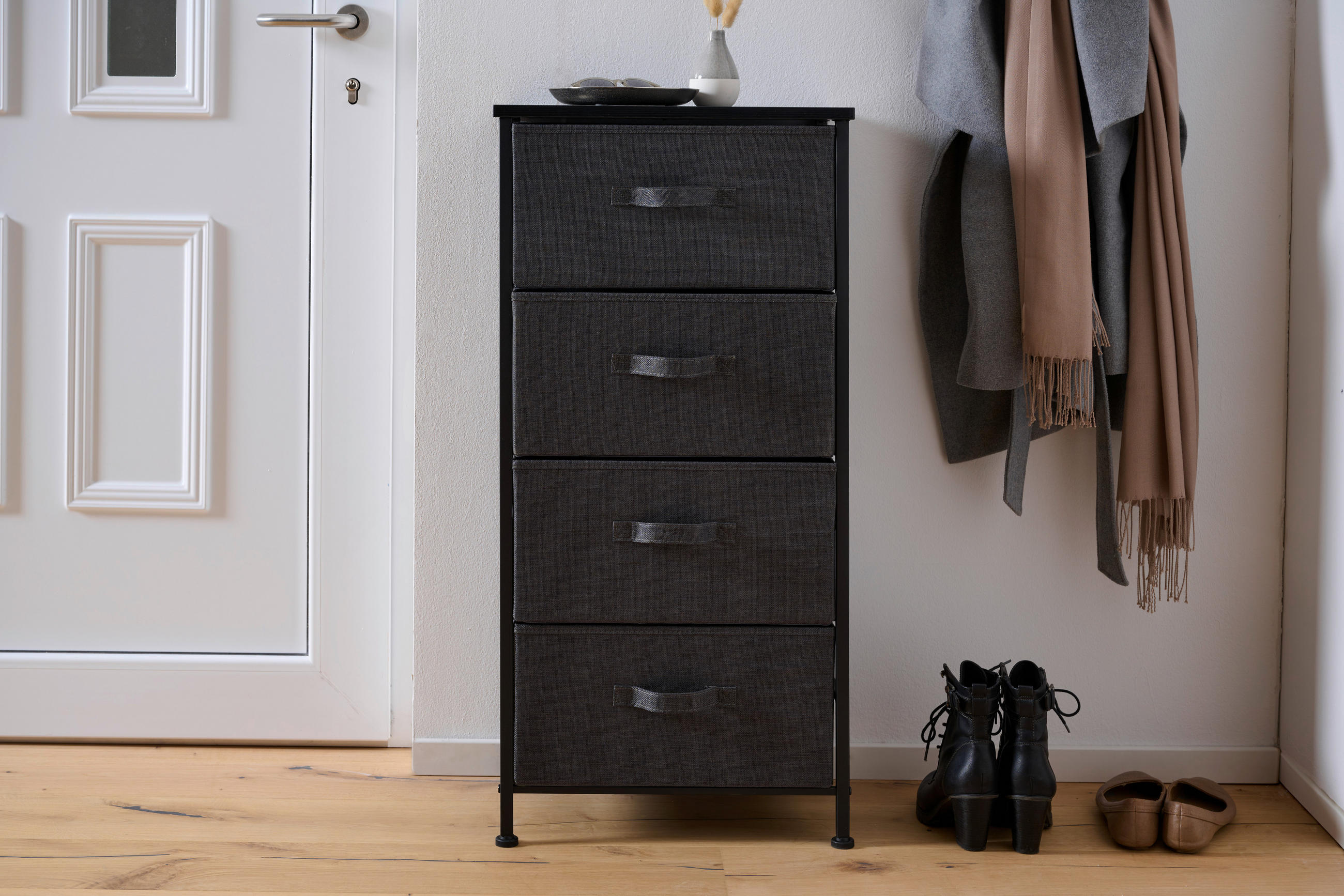 KOMMODE  in 45/92.5/30 cm  - Dunkelgrau/Schwarz, MODERN, Holzwerkstoff/Textil (45/92.5/30cm) - PBJ