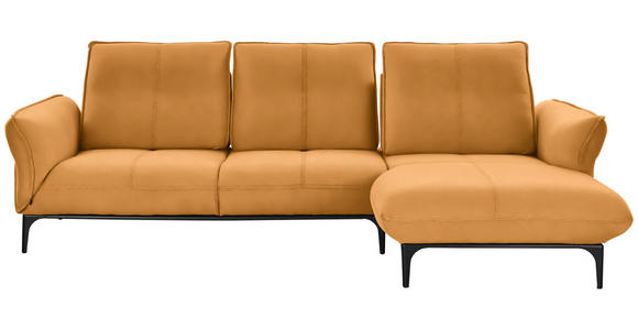 ECKSOFA in Echtleder Gelb  - Gelb/Schwarz, Natur, Leder (277/182cm) - Valnatura