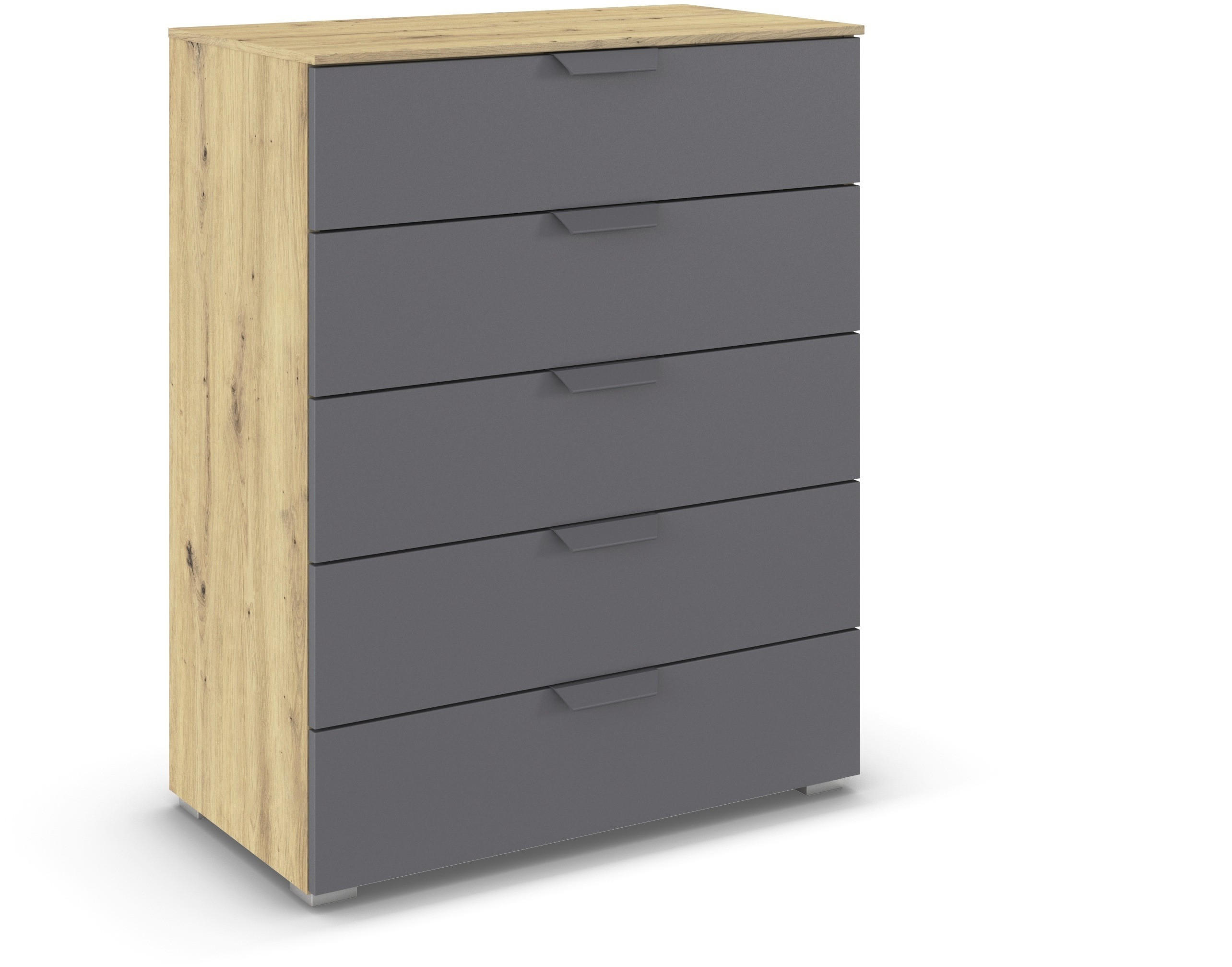 Carryhome Kommode Dunkelgrau, Eiche Artisan 80x100x43 cm