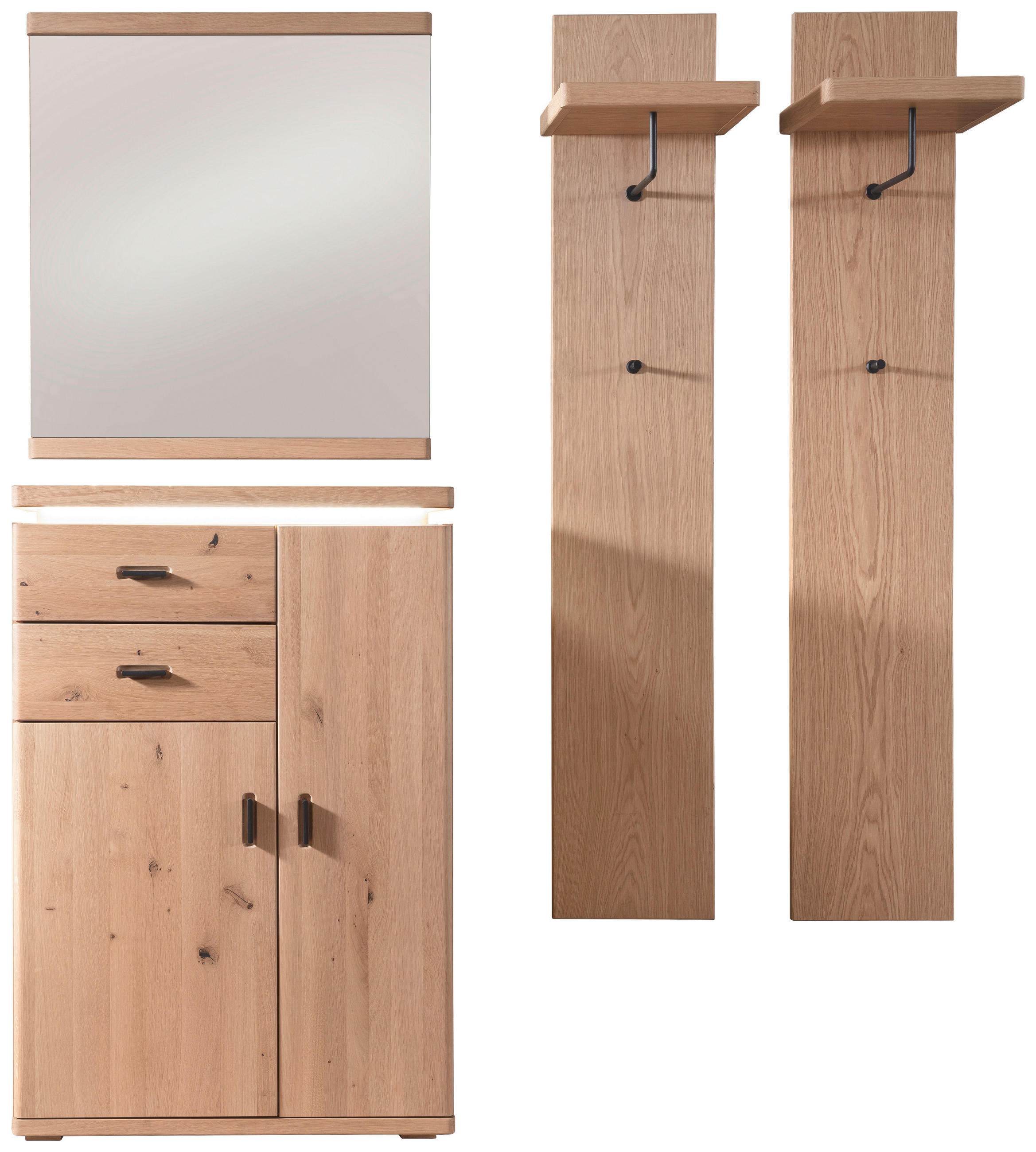 GARDEROBE 4-teilig  in 155/204/38 cm  - Eichefarben, Natur, Holz/Holzwerkstoff (155/204/38cm) - Linea Natura