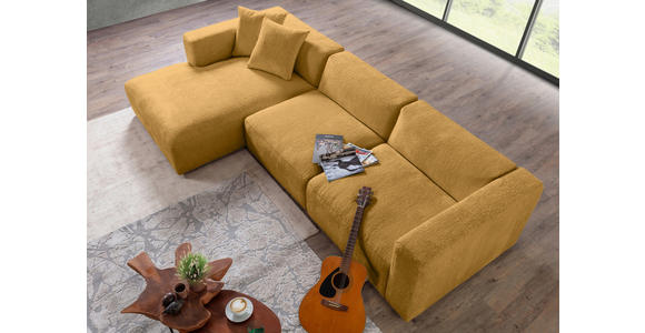 ECKSOFA  in Chenille Senfgelb  178/323 cm  - Senfgelb/Schwarz, MODERN, Kunststoff/Textil (178/323cm) - Carryhome