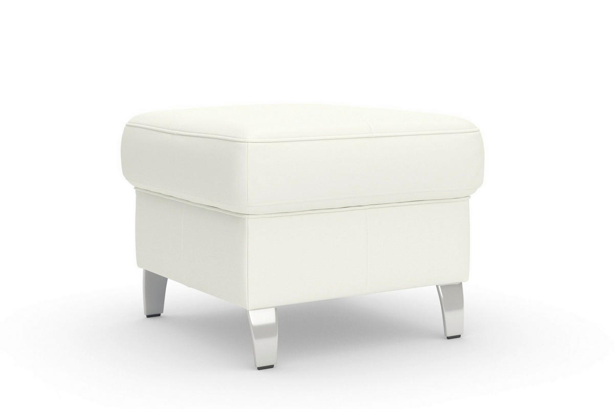 HOCKER ARNGAST E Echtleder Weiß  - Chromfarben/Weiß, Basics, Leder/Metall (58/48/58cm) - Sit & More