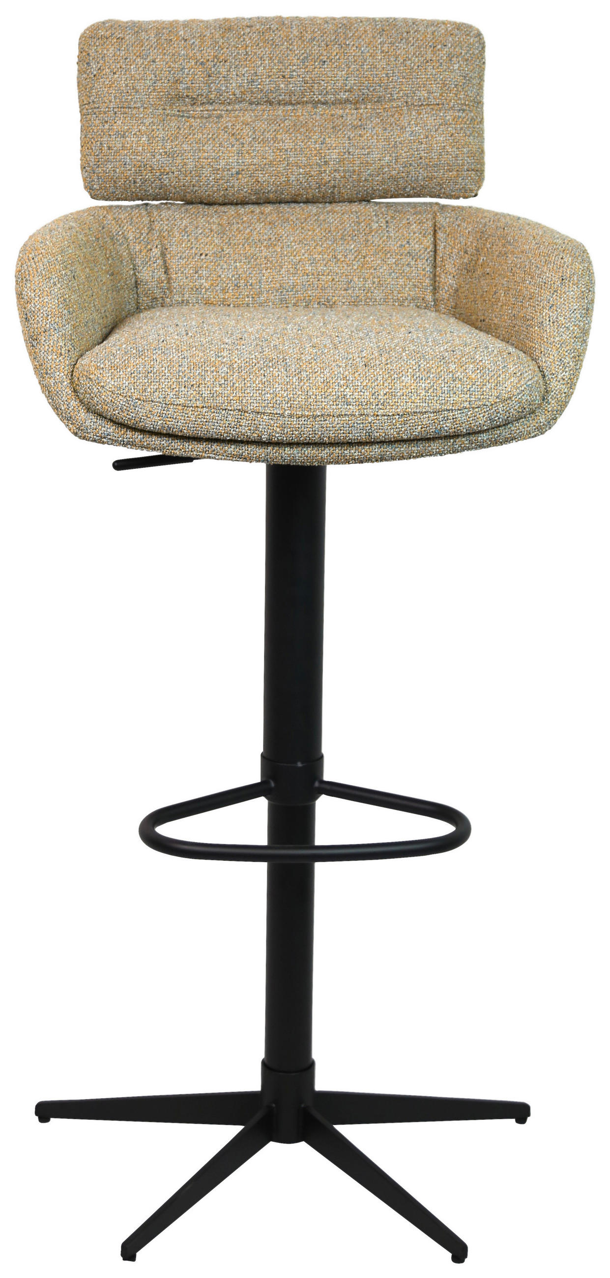 BARHOCKER Webstoff Schwarz, Graubraun Eisen Sitzfläche 360° drehbar  - Graubraun/Schwarz, Design, Textil/Metall (54/99-116,5/52cm) - Dieter Knoll