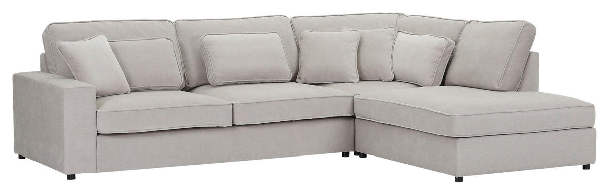 ECKSOFA Grau Flachgewebe Zierkissen, Rückenkissen, Rücken echt  - Schwarz/Grau, MODERN, Kunststoff/Textil (307/228cm) - Carryhome